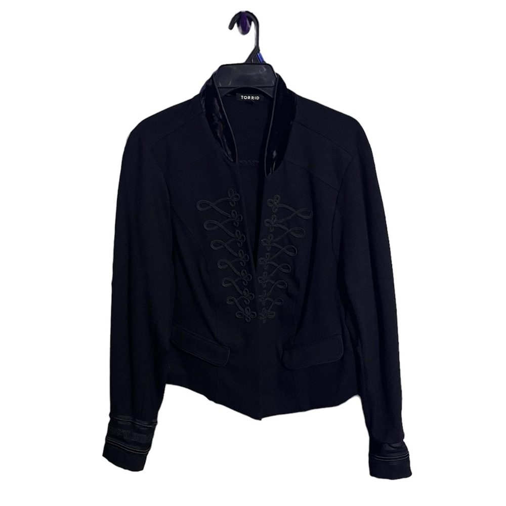Black Plus Size Military Style Jacket